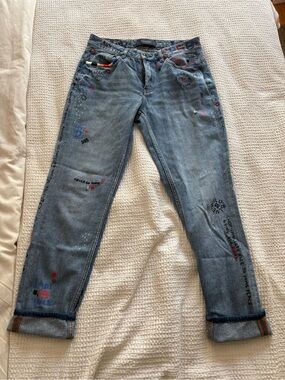 Scotch & Soda Light Blue Skinny Jeans with Graphic Details - 26